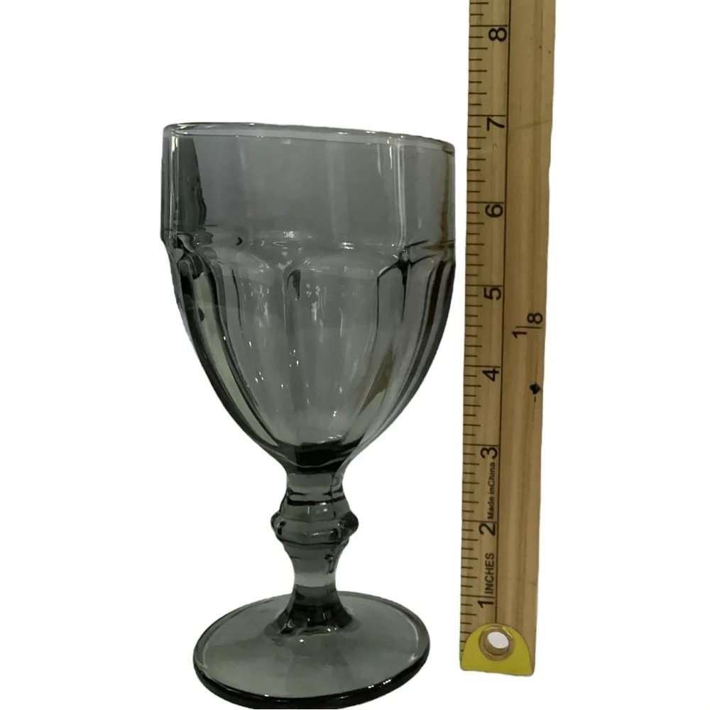 Libbey Gibraltar Smoke Water Goblets | Vintage Glass Set of 2 | 16.25 oz